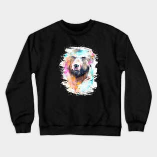 Bear Grizzly Wild Animal Nature Watercolor Art Painting Crewneck Sweatshirt